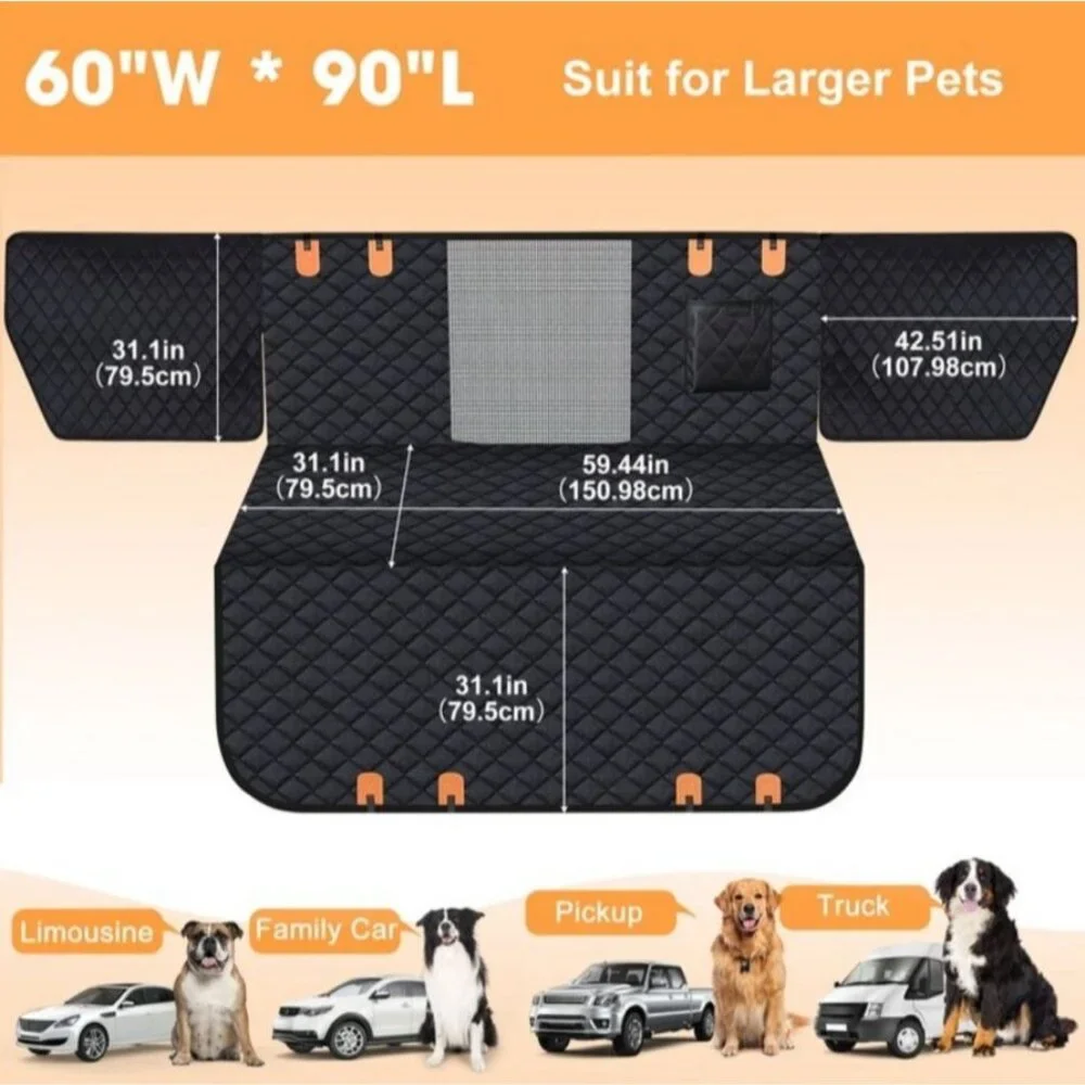 NEW Dog Hammock XL Truck SUV Back Seat Cover Extender Side Flaps 60x90 Mesh Vent